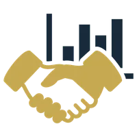 handshake with bar chart
