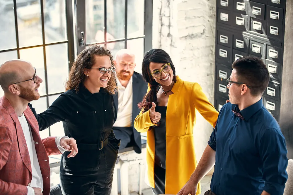 coworkers smiling